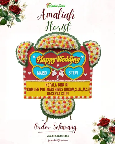 Karangan Papan Bunga Pernikahan di Mekargading